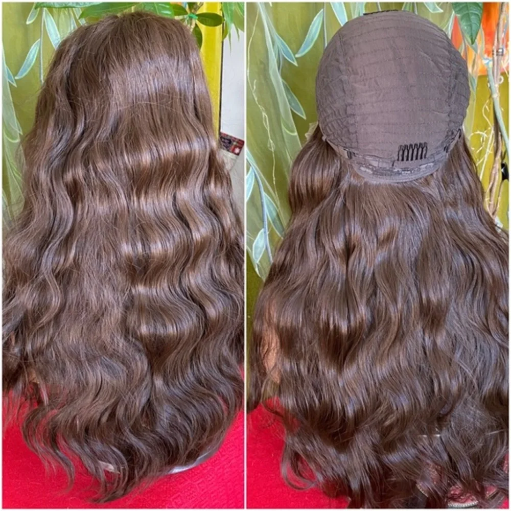 lace front wig- wavy chocolate brunette
